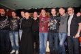 Kurz vor dem Showcase-Konzert (von links): Tobi Nagy, Christian Ries, Roland Gl�ser (alle Feedback), Abtprimas Dr. Notker Wolf, Promoter und Labelchef Artur Silber (Silberpfeil/Transformer), Lorenz Doppel, Christoph Hieber, Peter Hoffmann (alle Feedback) und Guy Fr�nkel (Programmchef Rock Antenne)^^MusikWoche^^