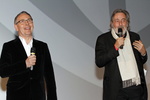Warner-Chef Willi Geike und Regisseur Helmut Dietl promoten "Zettl"