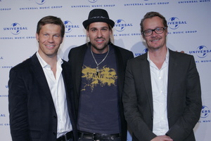 Trafen sich am Universal-Firmensitz: Frank Briegmann, David Garrett und Dirk Baur