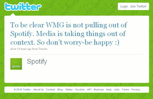 F�rchtet euch nicht: Spotify-Post (Bild: Twitter-Screenshot)