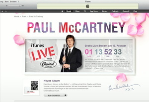 L�sst iTunes live mith�ren: Sir Paul McCartney (Bild: iTunes, Screenshot)