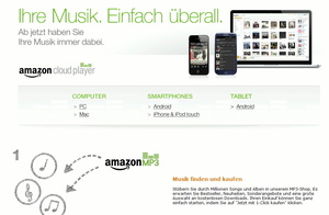 Nun auch in Deutschland verf�gbar: Der Amazon Cloud Player (Bild: Screenshot: Amazon.de)